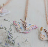 Handmade Porcelain & Bronze Moth Necklace