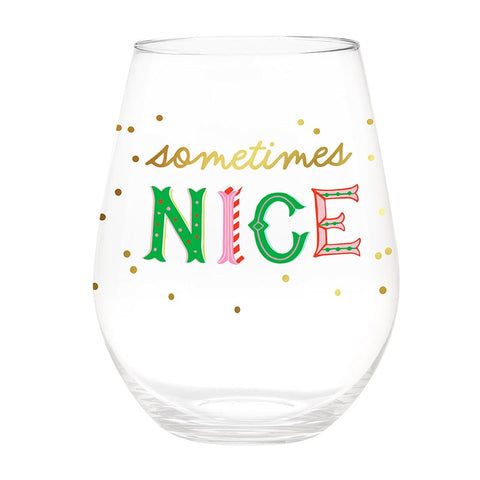 Stemless Wine Glass - Naughty/ Nice