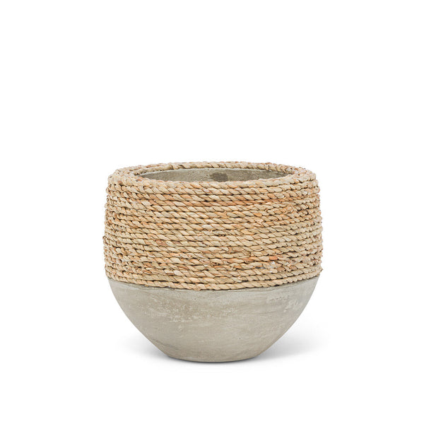 Cement & Seagrass Covered Planter