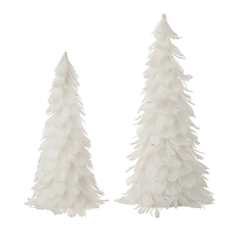 White Glitter Feather Trees